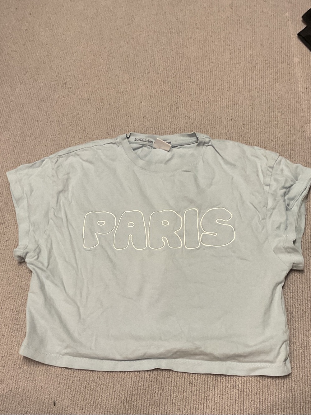 Girls Zara Light Blue 'PARIS' Graphic Tee
